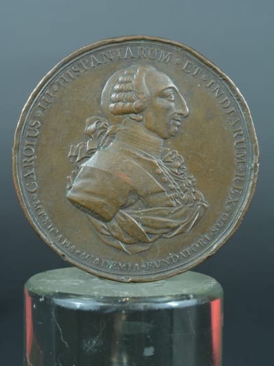 Ancienne médaille XVIIIe bronze Jerónimo Antonio Gil Espagne Mexique rare