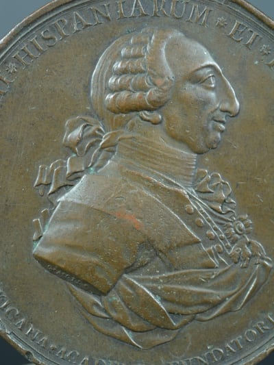 Ancienne médaille XVIIIe bronze Jerónimo Antonio Gil Espagne Mexique rare