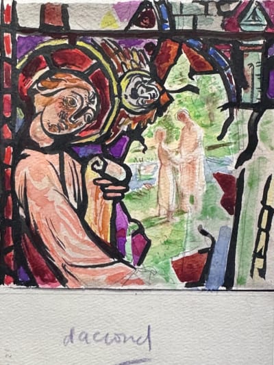 Dessin Jean Terles portrait Saint vitraux livre art Le Rêve Emile Zola 1930