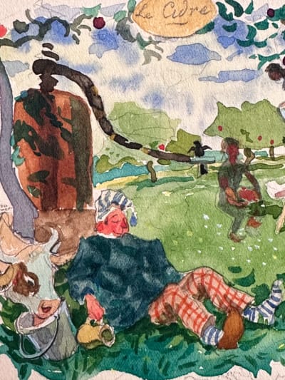 Dessin Jean Terles portrait homme breton champs pommier cidre Bretagne pub