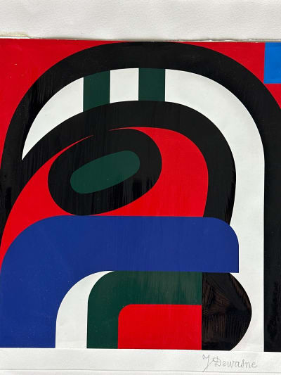 Rare composition abstraite géométrique signé Jean Dewasne acrylique impression