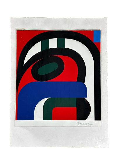 Rare composition abstraite géométrique signé Jean Dewasne acrylique impression