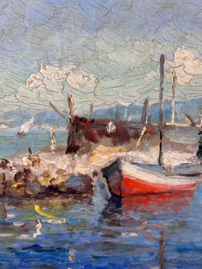 Tableau le port de la Madrague de Montredon Marseille signé Olive marine