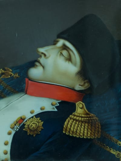 Ancienne rare miniature portrait Napoléon lit de mort 1840 Bernardi Rouen
