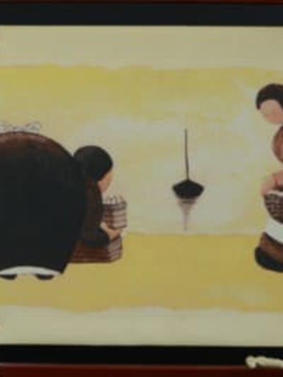 Charmant tableau ancien Louis Pors Bretagne Roscoff bord de mer animée costume