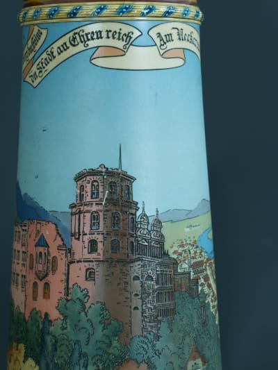 Grande choppe ancienne Heidelberg Mettlach Stein Villeroy et Boch bière 42 cm 3l