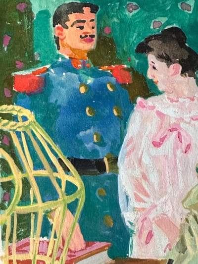 Peinture Jean Terles Anatole France le mannequin d'osier décor Gendarme portrait