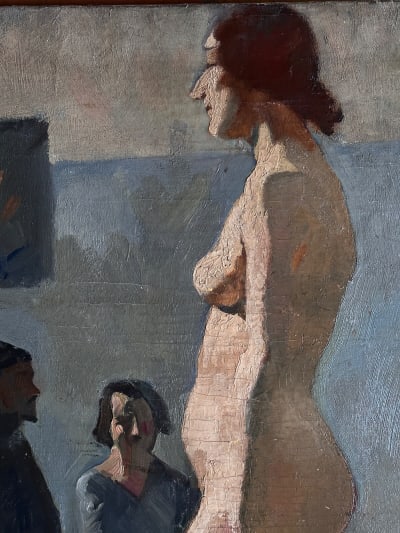 Tableau portrait femme nue modèle professeur beaux art Jean Terles art déco