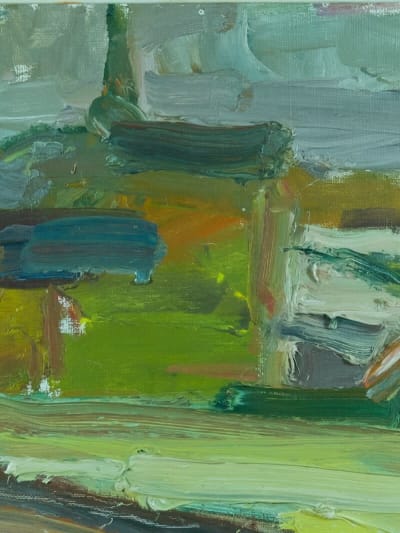 Tableau moderne abstraction paysage signé Erik Birger Gustavsson Sweden XXe