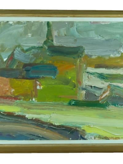 Tableau moderne abstraction paysage signé Erik Birger Gustavsson Sweden XXe