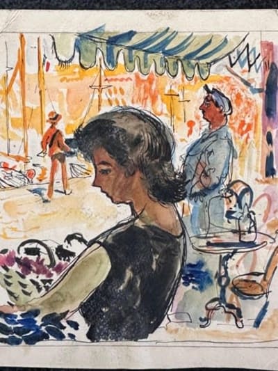 Dessin Jean Terles César Pagnol Fanny port Marseille Parisien art français 1930