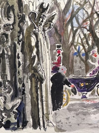 Dessin Jean Terles le cortège église saint Parisien Art Français 1930