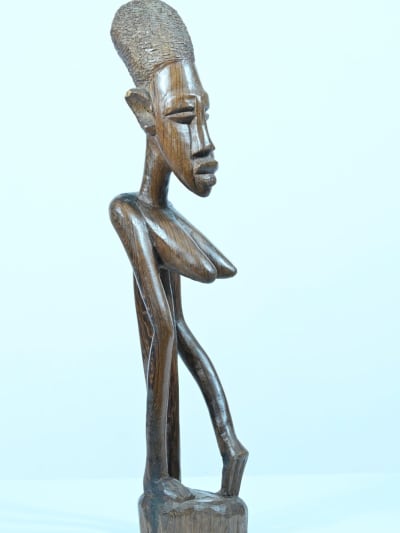 Ancienne statue africaine Massengo maternité féminité 1950 bois sculpté palmier
