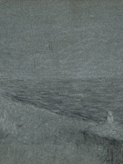 Ancien dessin bord de mer Vue de Collioure paysage marine Achille Laugé 1920