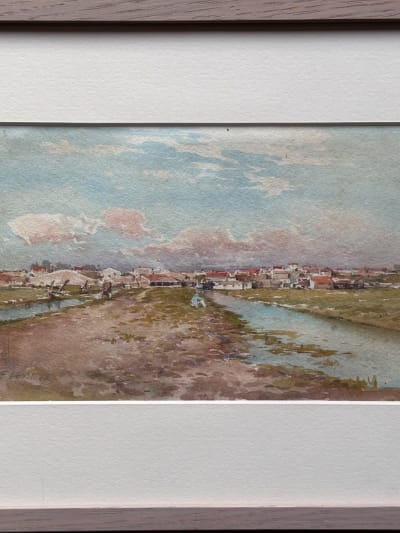 Ernest Lessieux dessin ancien paysage animé peintre sur le motif aquarelle ciel