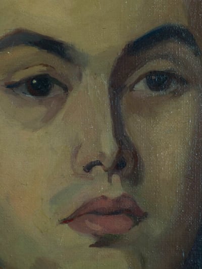 Beau tableau ancien portrait d'un jeune homme brun signé Raymond Léon Rivoire 40