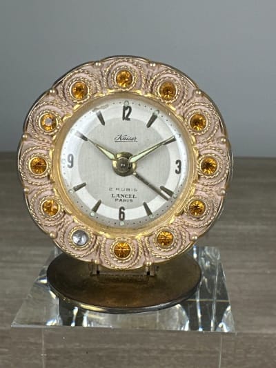 Ravissant petit réveil voyage Lancel Paris Kaiser vintage 1950 montre collection