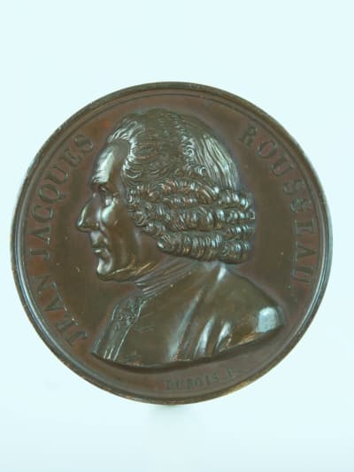 Belle médaille bronze portrait collection Jean Jacques Rousseau XIXe Dubois