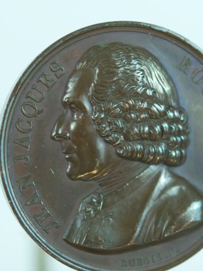 Belle médaille bronze portrait collection Jean Jacques Rousseau XIXe Dubois
