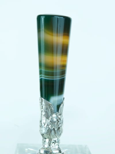 Ancien sceau à cacheter agate monogramme argent massif Léon Moy XIXe aux Iris