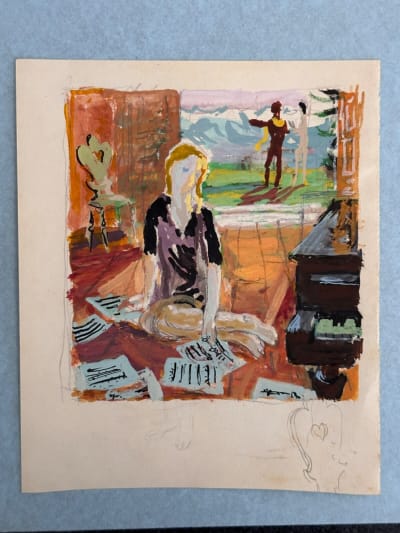 Gouache Jean Terles Margaret Kennedy La Nymphe au cœur fidèle Bohème piano muse