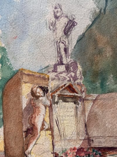 Ancien dessin étude de monument jardin Jean Terles Art Deco