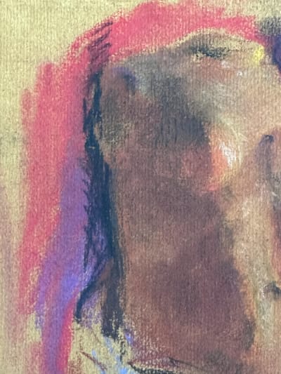 Dessin Jean Terles femme portrait de statue antique nue au drapé pastel 1930