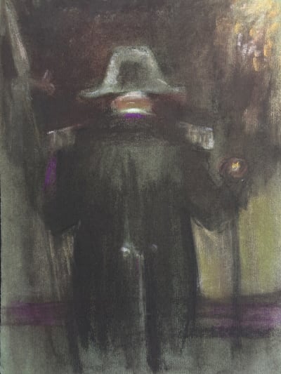 Dessin Jean Terles homme portrait de garde tricolore esp. Daumier pastel 1930