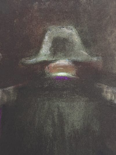 Dessin Jean Terles homme portrait de garde tricolore esp. Daumier pastel 1930