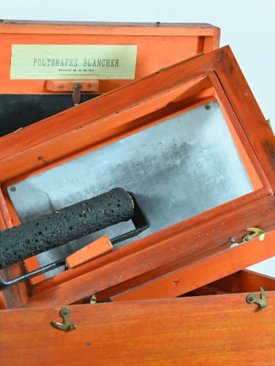 Ancien polygraphe Blancher reproduction écriture dessin gravure litho boîte coll