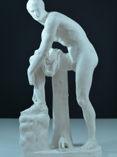 Ancien statue sculpture antique portrait Hermes nu sandale Cincinnatus XIXe