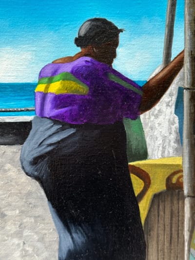 Tableau moderne paysage Martinique marine François Malbreil voyage tropique HST