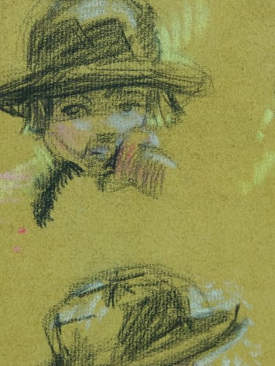 Ancien tableau portrait petite fille chapeau Paris Jean Terles Art Deco 1930