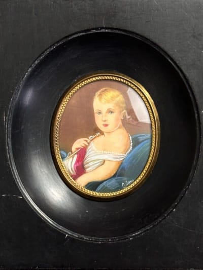 Ancien tableau miniature portrait du Roi de Rome enfant d'après F Gérard
