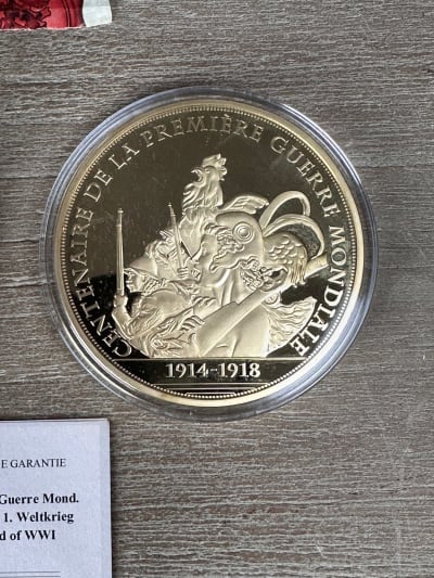 Lot 2 médailles 7 cm – Centenaire 14-18 Marianne République bronze certificat