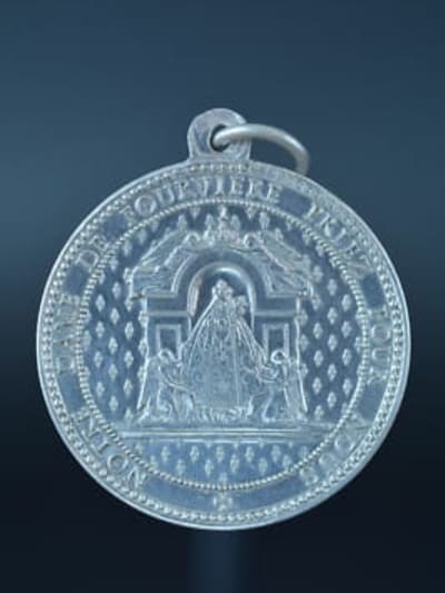 19thc silver religious medal, pendant Virgin Our lady of Fourviere signed Penin