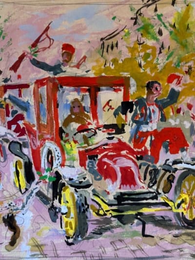 Dessin Jean Terles Tacot les 4 chevaliers de l'apocalypse Blasco Ibanez gouache