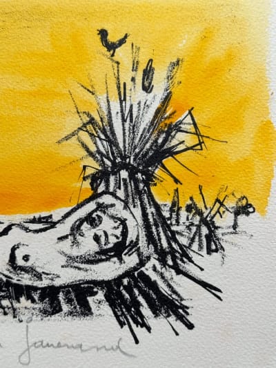 Ancienne lithographie érotique femme nue Daniel Du Janerand allongée 1956