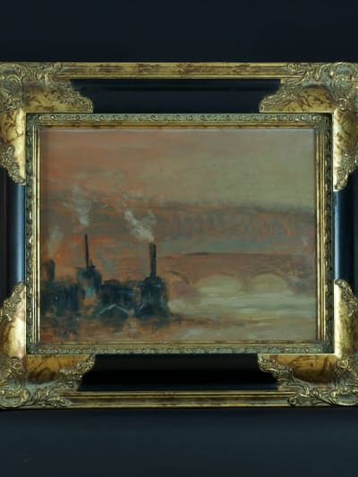 Beau tableau impressionniste paysage la Seine à Ivry Henri Saint Clair hsp cadre