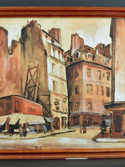 Tableau ancien vue de la rue Saint Jacques 5e Paris Art Deco Cesar Bron Vlaminck