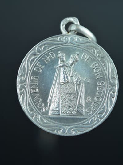 Nice French religious medal pendant silver Our Lady of Perpetual Help signé