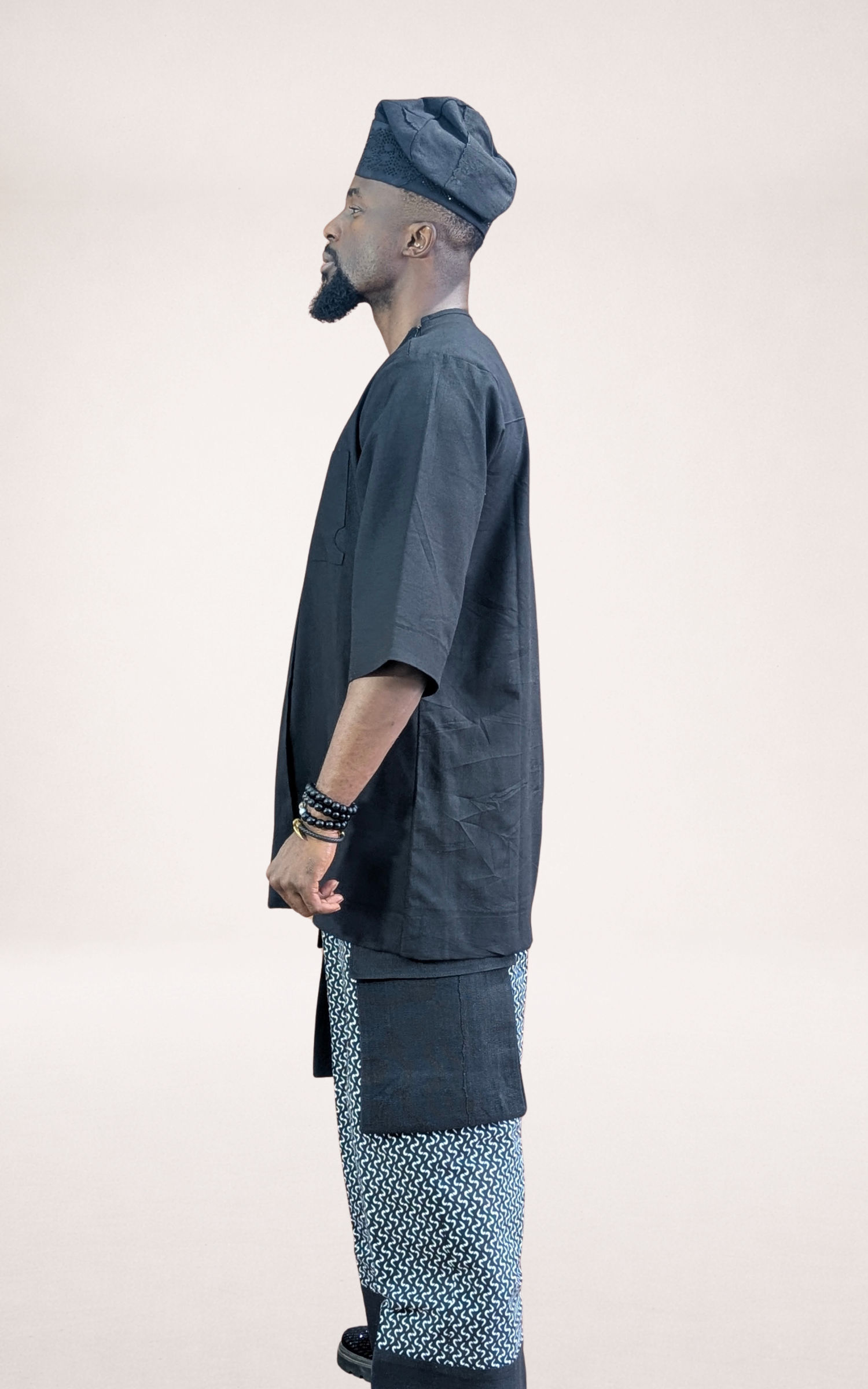 Black Native Shirt /w Black & White Adire Trousers and Black Cap - page 6