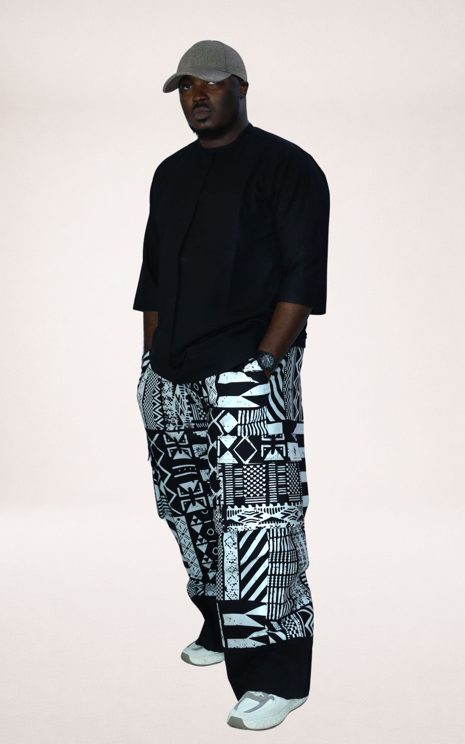 Black & White Aso-oke Trousers - page 1