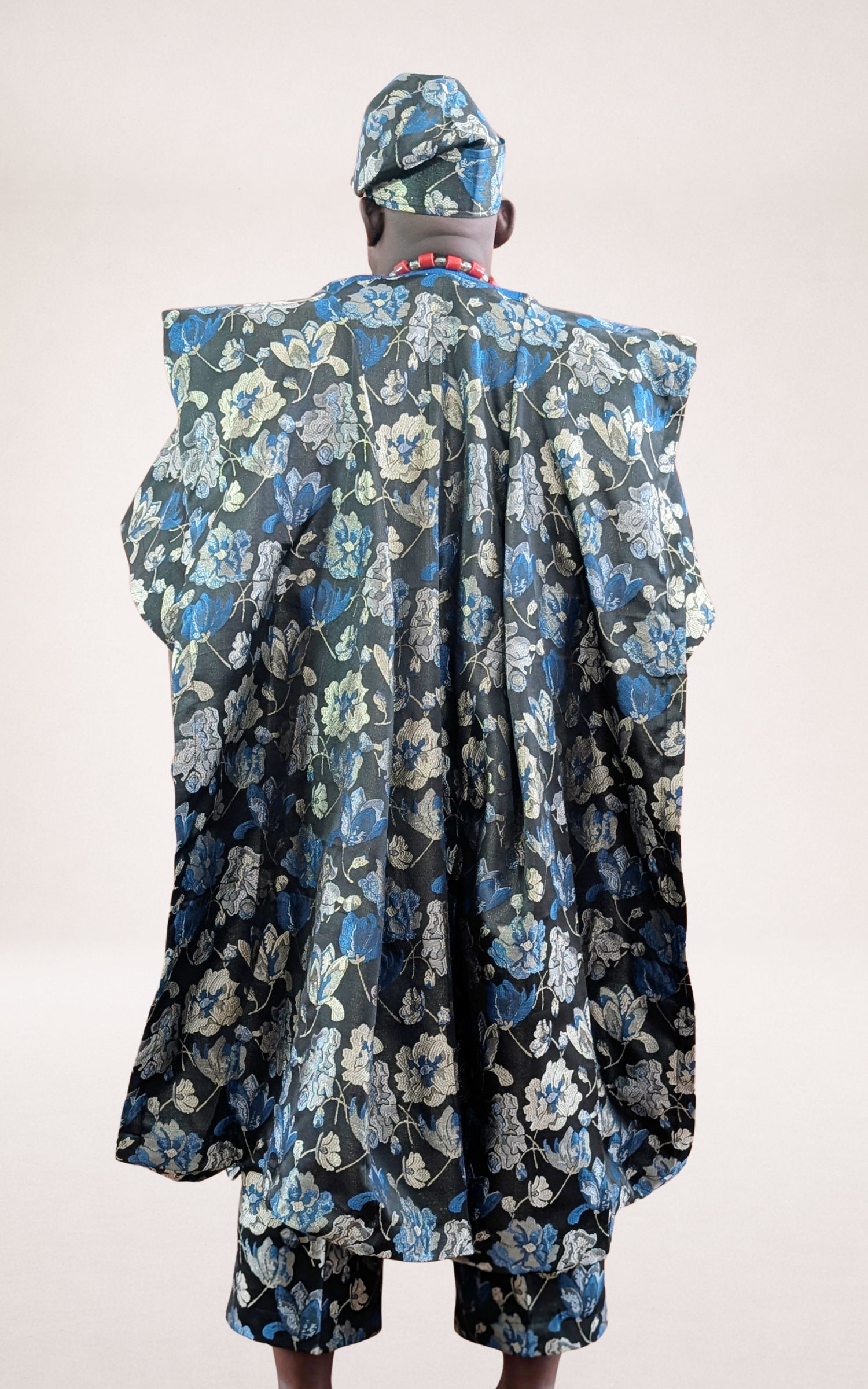 Blue Yoruba Agbada with Flower Patterns - page 3