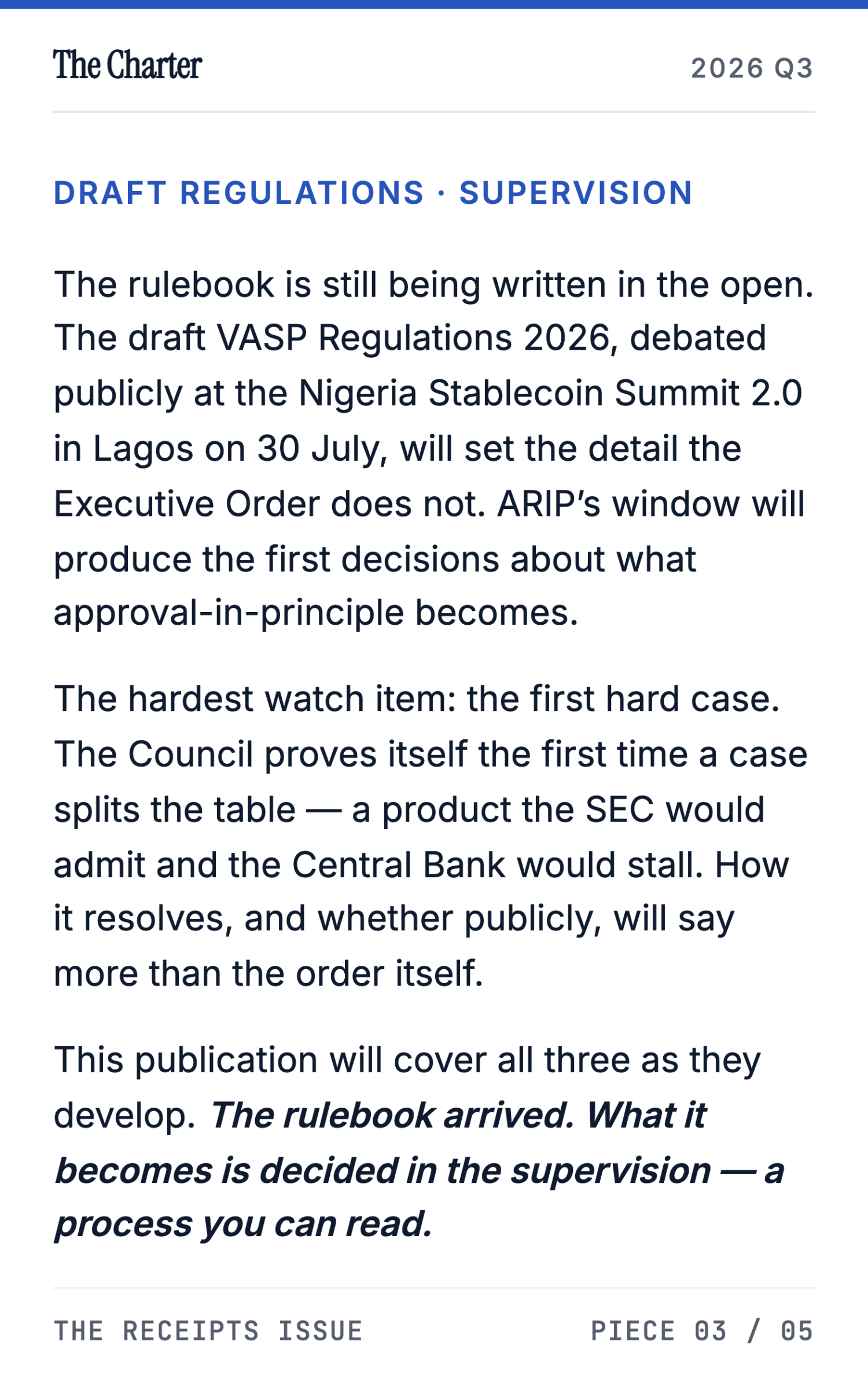 Nigeria's Digital-Asset Executive Order and the ARIP Sandbox - page 31