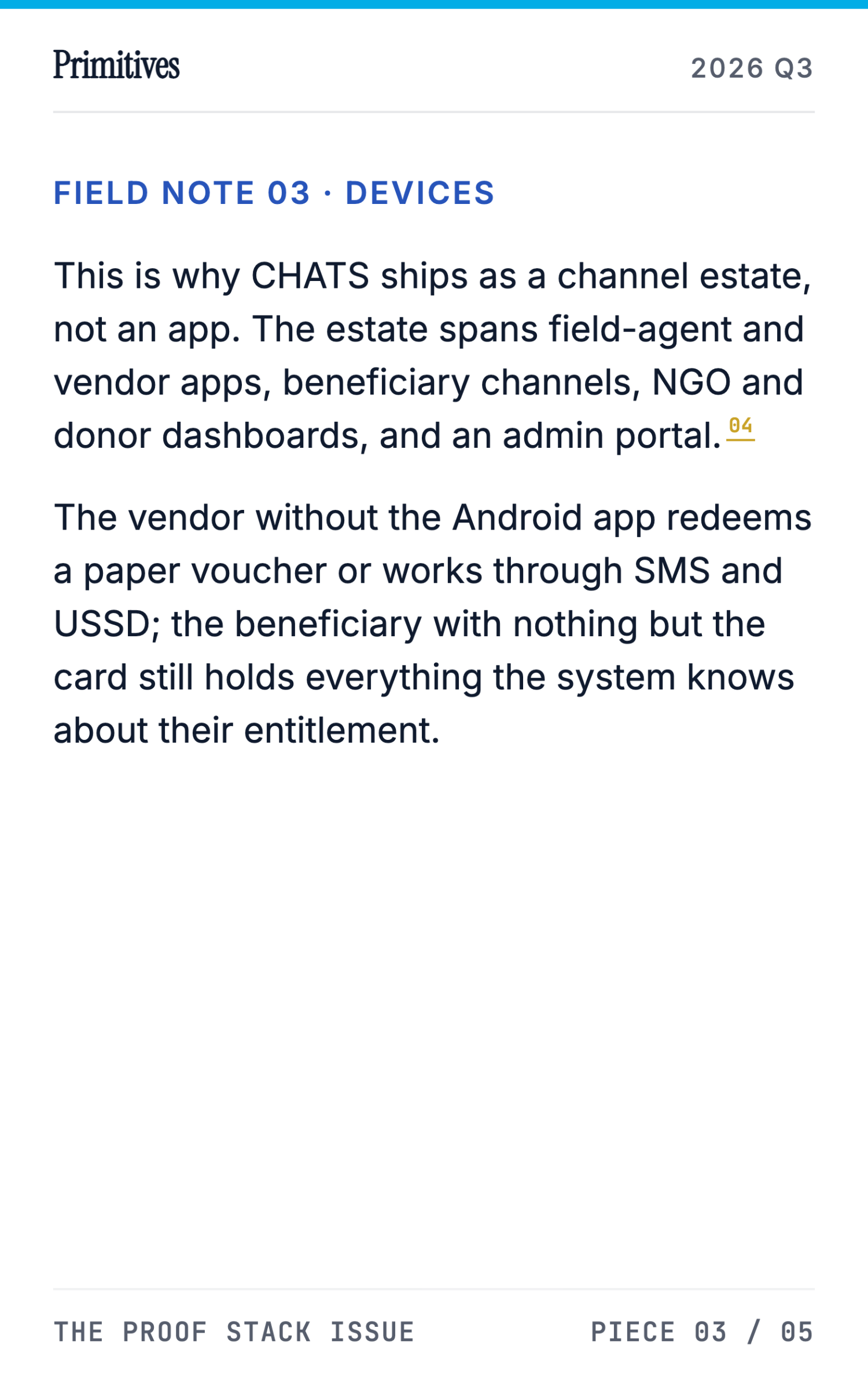 Deployment Journal: What Shipping CHATS Taught Us About Offline-First Receipts - page 18