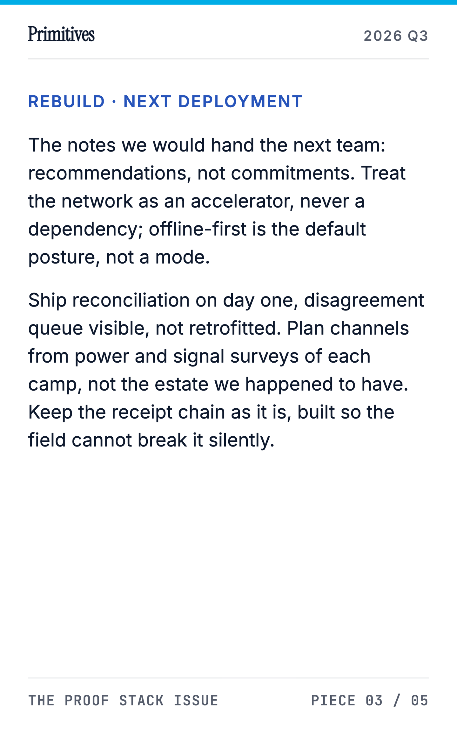 Deployment Journal: What Shipping CHATS Taught Us About Offline-First Receipts - page 29