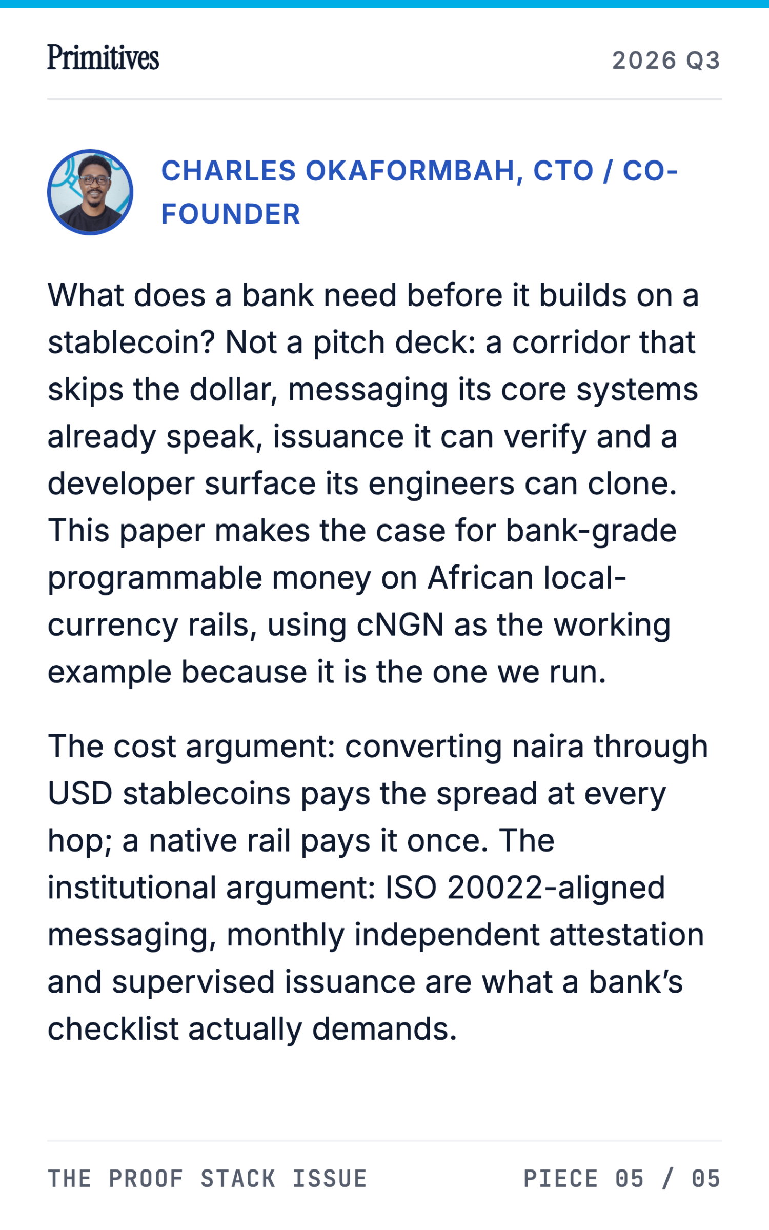 Bank-Facing Programmable Money: A Cryptographic Case for African Stablecoins - page 3