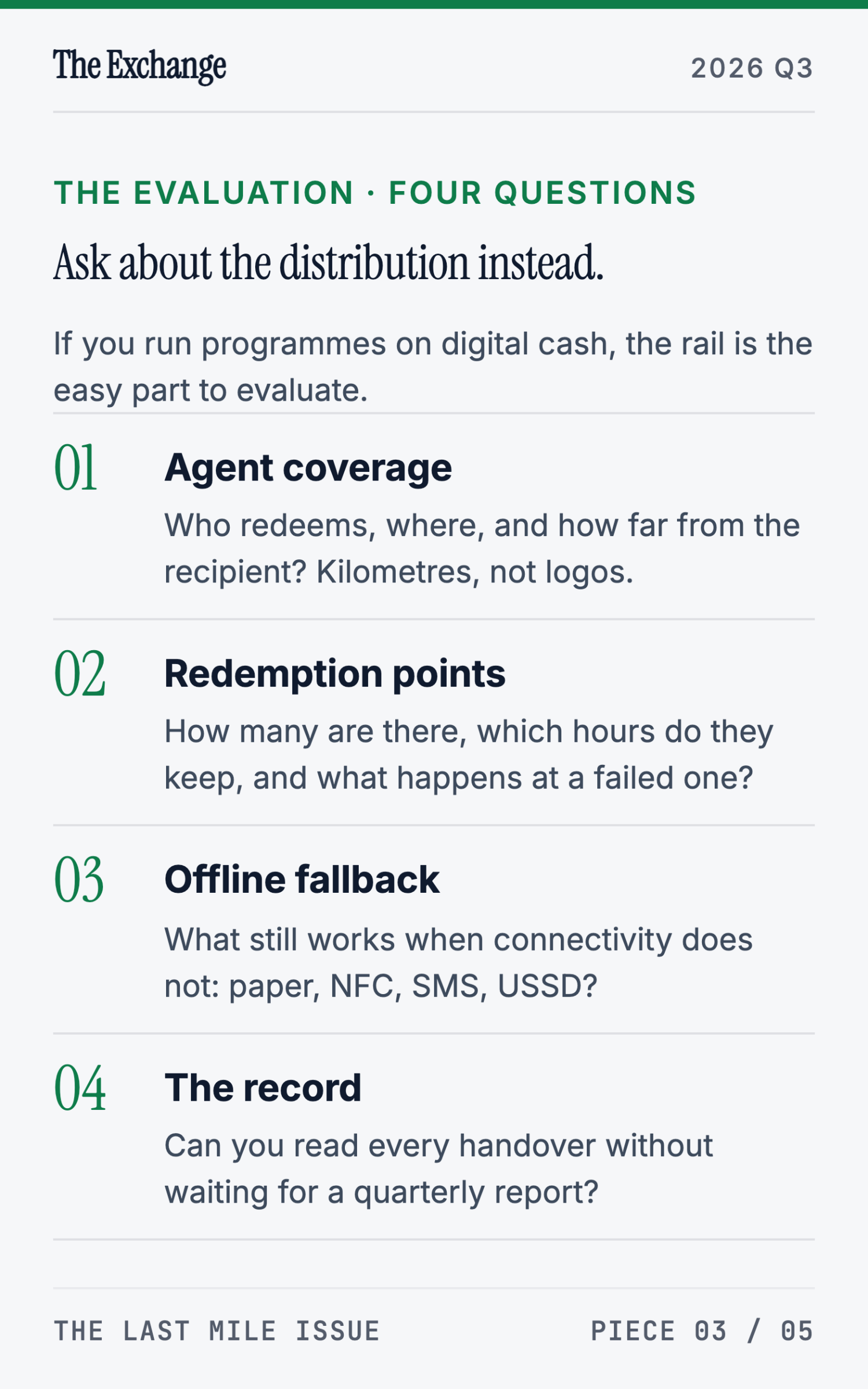 Agent Networks as Distribution: Getting Digital Cash to the Last Mile - page 12
