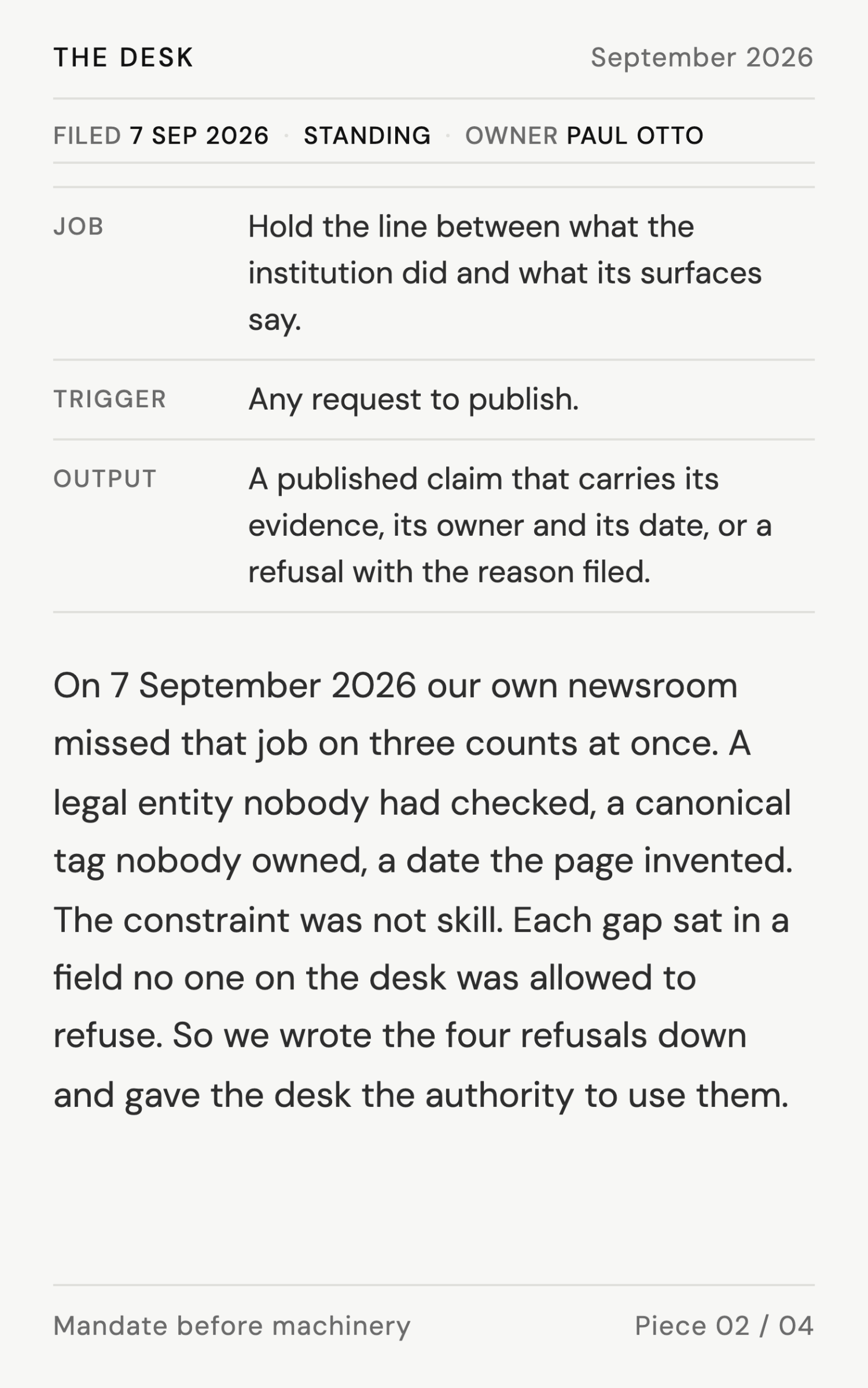 What the desk must be able to refuse - page 2